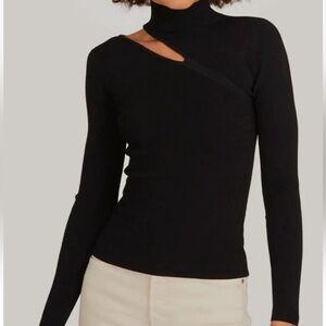 Autumn Cashmere Black Asymmetrical Cutout Sweater